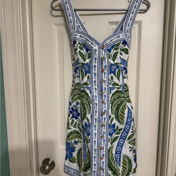 Off-White Tropicance Porcelain Garden Euroflax™ Premium Linen Mini Dress - Picture 2 of 4